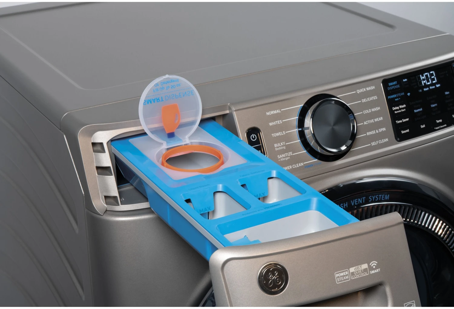 Open Box **Scratch And Dent** GE® 4.8 Cu. Ft. Satin Nickel Smart Front Load Washer 6 Open Box **Scratch And Dent** GE® 4.8 Cu. Ft. Satin Nickel Smart Front Load Washer - Image 4