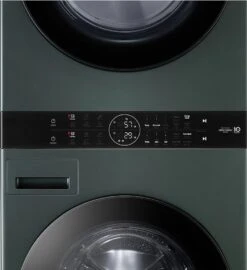 Open Box **Scratch And Dent** LG 4.5 Cu. Ft. Washer, 7.4 Cu. Ft. Electric Dryer Nature Green Stack Laundry -Samsung LG Store 0843a7e1 ba39 4840 9a2d 7e3725b20d6f