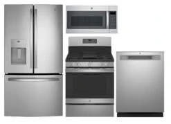 GE Kitchen 4 Piece Package 320 GFE26JYMFS-JGB660SPSS-GDP630PYRFS-JVM7195SKSS