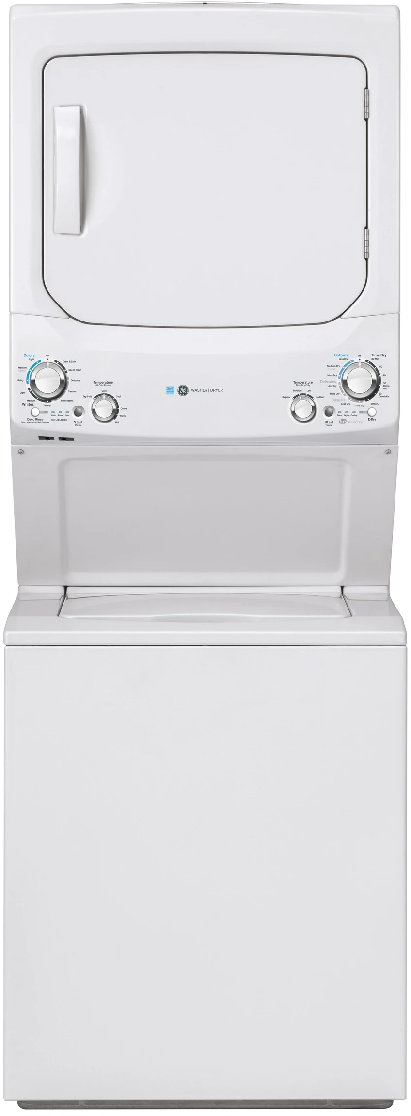 Open Box **Scratch And Dent** GE® Unitized Spacemaker® 3.9 Cu. Ft. Washer, 5.9 Cu. Ft. Dryer White Stack Laundry 3 Open Box **Scratch And Dent** GE® Unitized Spacemaker® 3.9 Cu. Ft. Washer, 5.9 Cu. Ft. Dryer White Stack Laundry