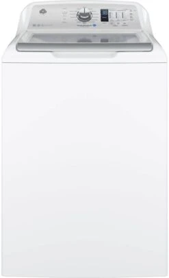 GE® 4.5 Cu. Ft. White With Silver Backsplash Top Load Washer