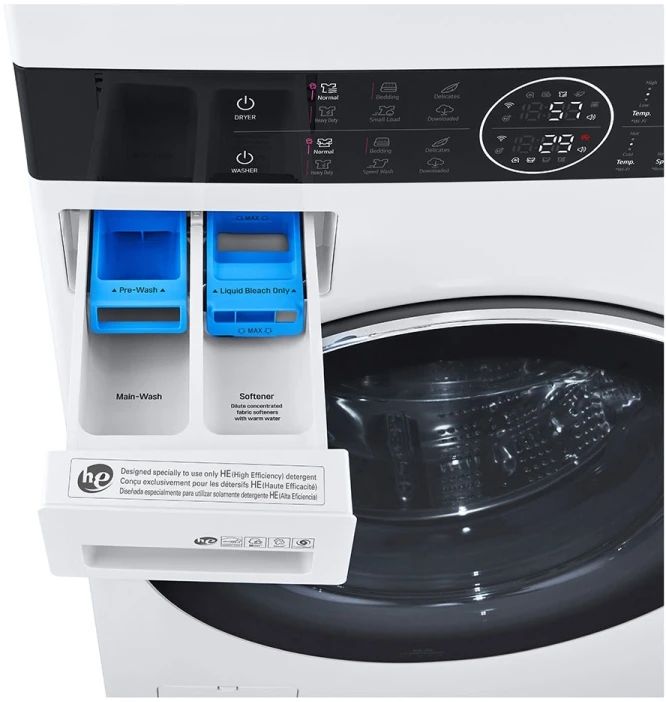 Open Box **Scratch And Dent** LG 4.5 Cu. Ft. Washer, 7.4 Cu. Ft. Electric Dryer White Front Load Stack Laundry 9 Open Box **Scratch And Dent** LG 4.5 Cu. Ft. Washer, 7.4 Cu. Ft. Electric Dryer White Front Load Stack Laundry - Image 7