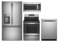 GE Kitchen 4 Piece Package 322 GFE28GYNFS-JB735SPSS-GDP630PYRFS-JVM7195SKSS