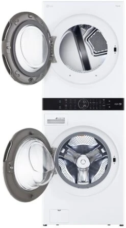 LG 4.5 Cu. Ft. Washer, 7.4 Cu. Ft. Gas Dryer White Front Load Stack Laundry -Samsung LG Store 56b8e2e1 0a92 4c78 83f1 8ccf88ff5c3b