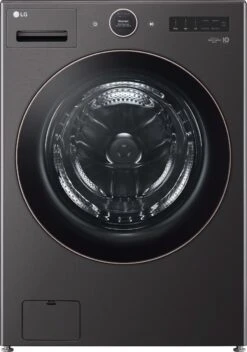 Open Box **Scratch And Dent** LG 5.0 Cu. Ft. Black Steel Front Load Washer