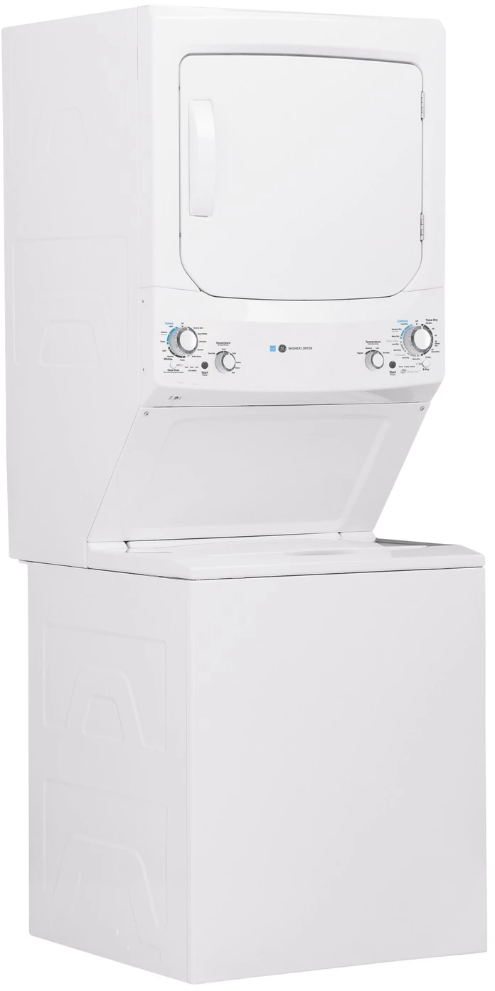 Open Box **Scratch And Dent** GE® Unitized Spacemaker® 3.9 Cu. Ft. Washer, 5.9 Cu. Ft. Dryer White Stack Laundry 4 Open Box **Scratch And Dent** GE® Unitized Spacemaker® 3.9 Cu. Ft. Washer, 5.9 Cu. Ft. Dryer White Stack Laundry - Image 2