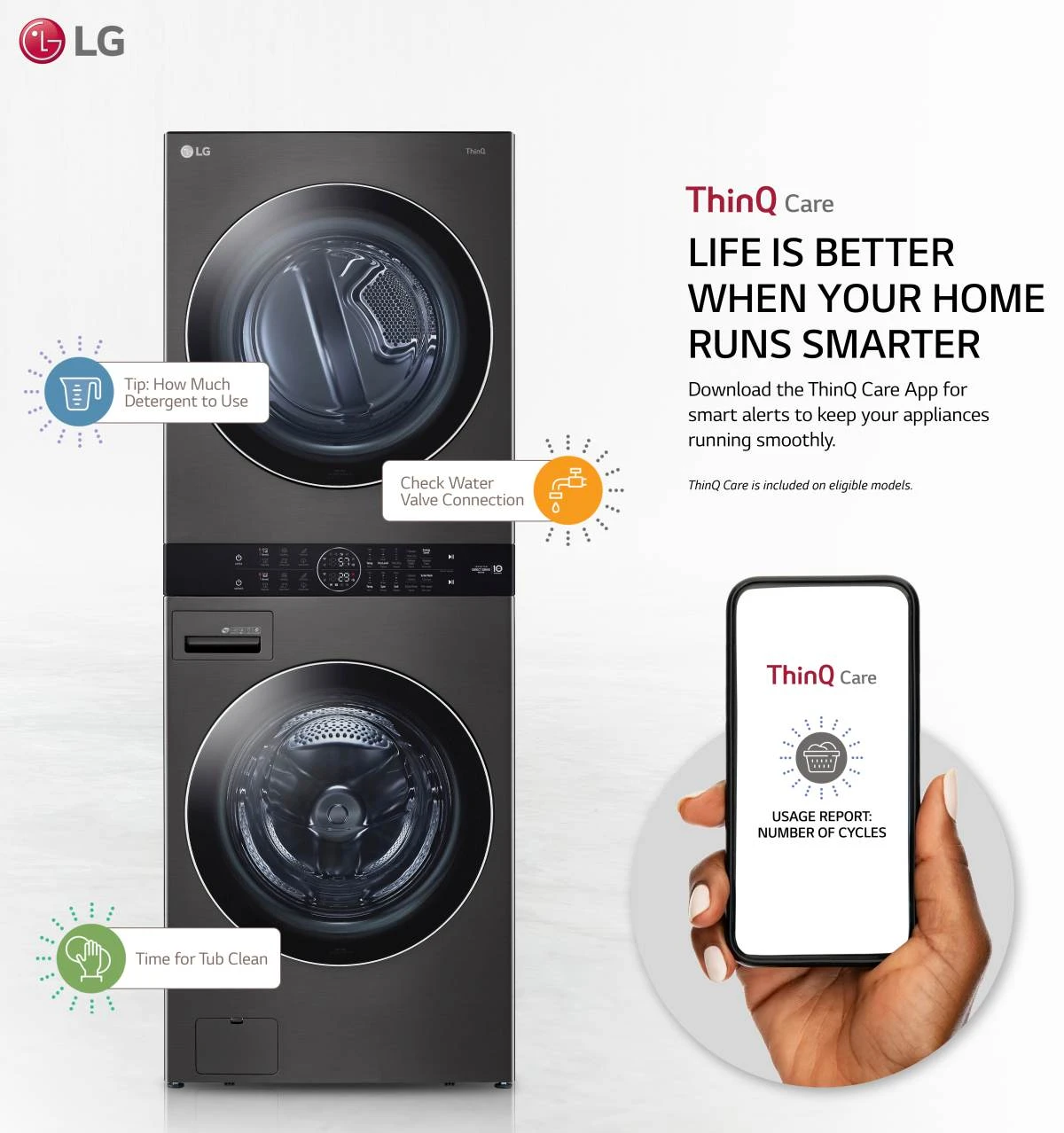 Open Box **Scratch And Dent** LG 4.5 Cu. Ft. Washer, 7.4 Cu. Ft. Electric Dryer Black Steel Front Load Stack Laundry 4 Open Box **Scratch And Dent** LG 4.5 Cu. Ft. Washer, 7.4 Cu. Ft. Electric Dryer Black Steel Front Load Stack Laundry - Image 2