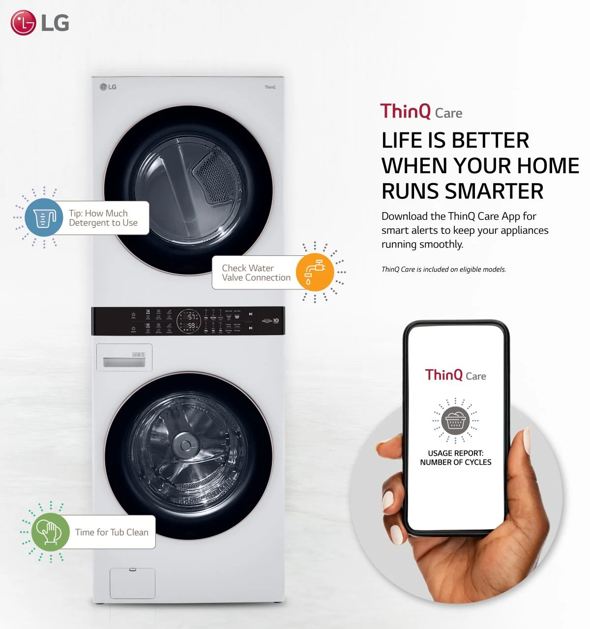 LG 4.5 Cu. Ft. Washer, 7.4 Cu. Ft. Dryer White Stack Laundry 4 LG 4.5 Cu. Ft. Washer, 7.4 Cu. Ft. Dryer White Stack Laundry - Image 2