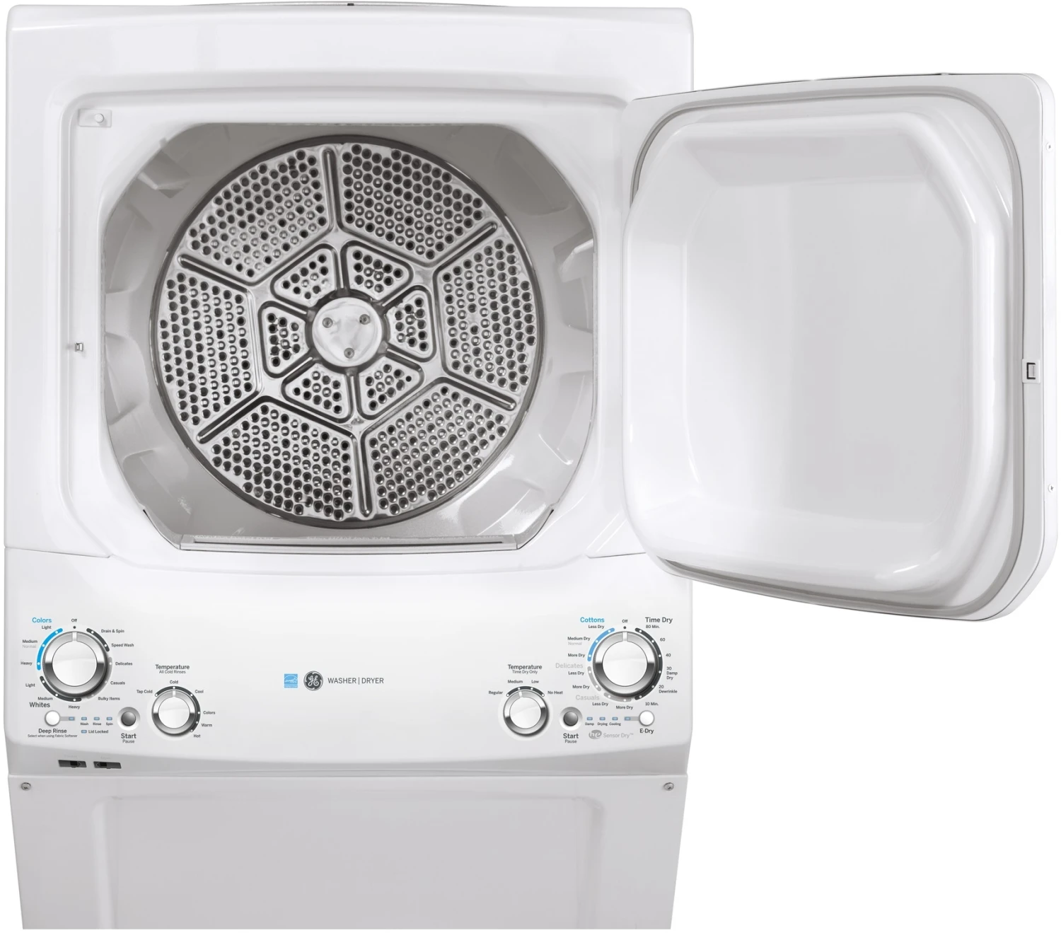 Open Box **Scratch And Dent** GE® Unitized Spacemaker® 3.9 Cu. Ft. Washer, 5.9 Cu. Ft. Dryer White Stack Laundry 6 Open Box **Scratch And Dent** GE® Unitized Spacemaker® 3.9 Cu. Ft. Washer, 5.9 Cu. Ft. Dryer White Stack Laundry - Image 4