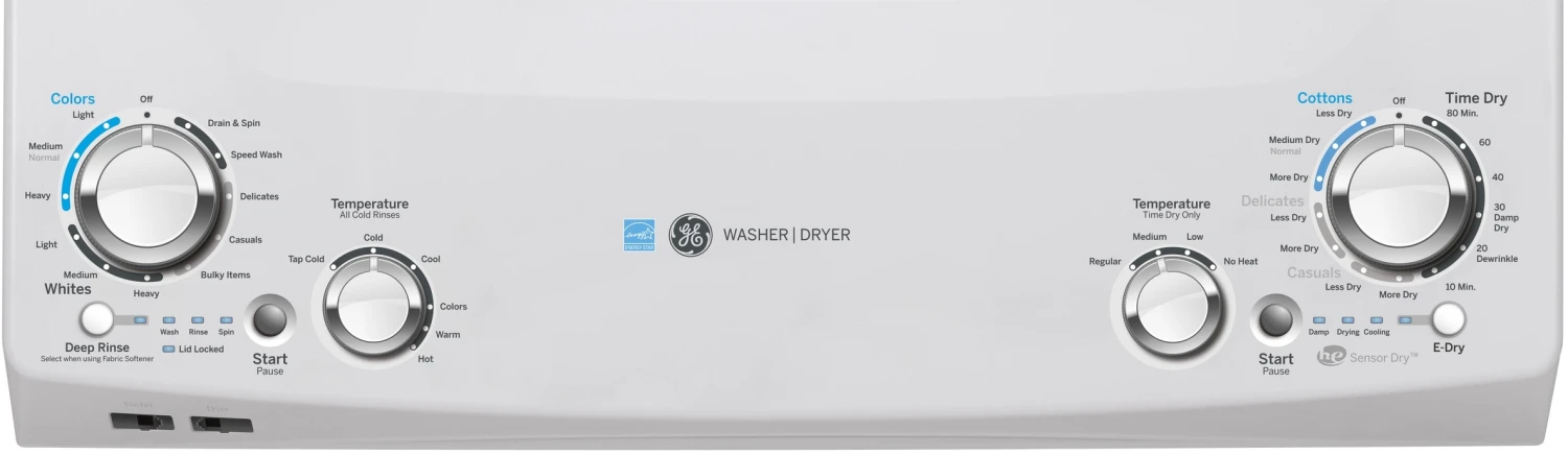 Open Box **Scratch And Dent** GE® Unitized Spacemaker® 3.9 Cu. Ft. Washer, 5.9 Cu. Ft. Dryer White Stack Laundry 5 Open Box **Scratch And Dent** GE® Unitized Spacemaker® 3.9 Cu. Ft. Washer, 5.9 Cu. Ft. Dryer White Stack Laundry - Image 3