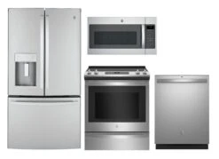 GE Kitchen 4 Piece Package 329 GYE22GYNFS-JS760SPSS-GDT630PYRFS-JVM7195SKSS