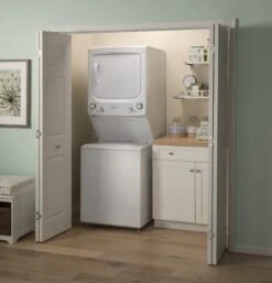 Open Box **Scratch And Dent** GE® Unitized Spacemaker® 3.9 Cu. Ft. Washer, 5.9 Cu. Ft. Dryer White Stack Laundry 12 Open Box **Scratch And Dent** GE® Unitized Spacemaker® 3.9 Cu. Ft. Washer, 5.9 Cu. Ft. Dryer White Stack Laundry -Samsung LG Store b5138828 ec91 4201 9285 efdf09276c45