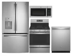 GE Kitchen 4 Piece Package 317 GFE26JYMFS-JGB660SPSS-GDT630PYRFS-JVM3160RFSS