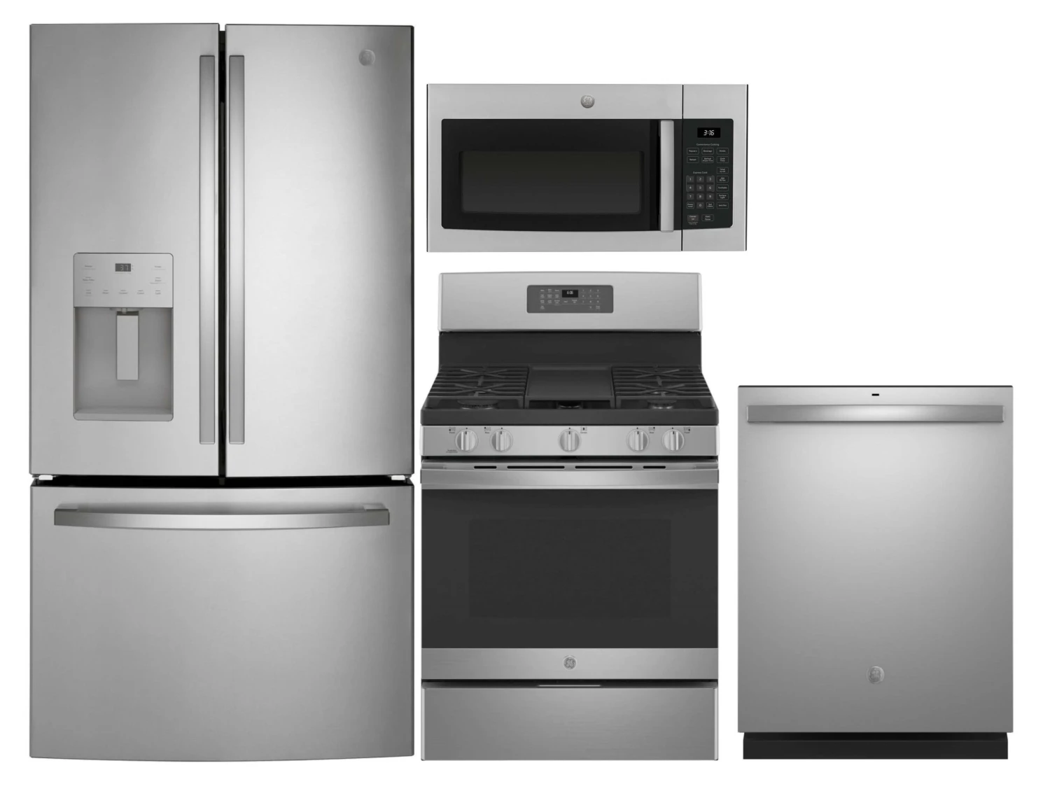 GE Kitchen 4 Piece Package 317 GFE26JYMFS-JGB660SPSS-GDT630PYRFS-JVM3160RFSS 3 GE Kitchen 4 Piece Package 317 GFE26JYMFS-JGB660SPSS-GDT630PYRFS-JVM3160RFSS