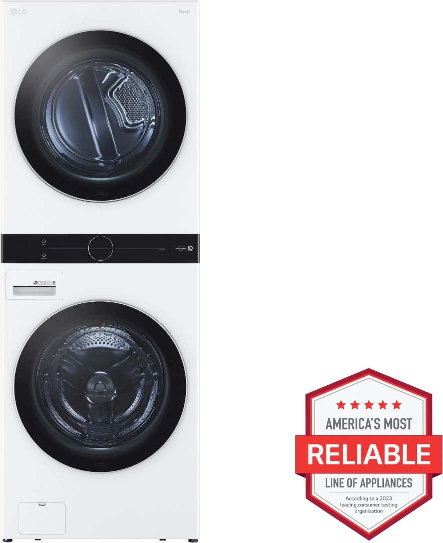 Open Box **Scratch And Dent** LG 4.5 Cu. Ft. Washer, 7.4 Cu. Ft. Electric Dryer White Front Load Stack Laundry 4 Open Box **Scratch And Dent** LG 4.5 Cu. Ft. Washer, 7.4 Cu. Ft. Electric Dryer White Front Load Stack Laundry - Image 2