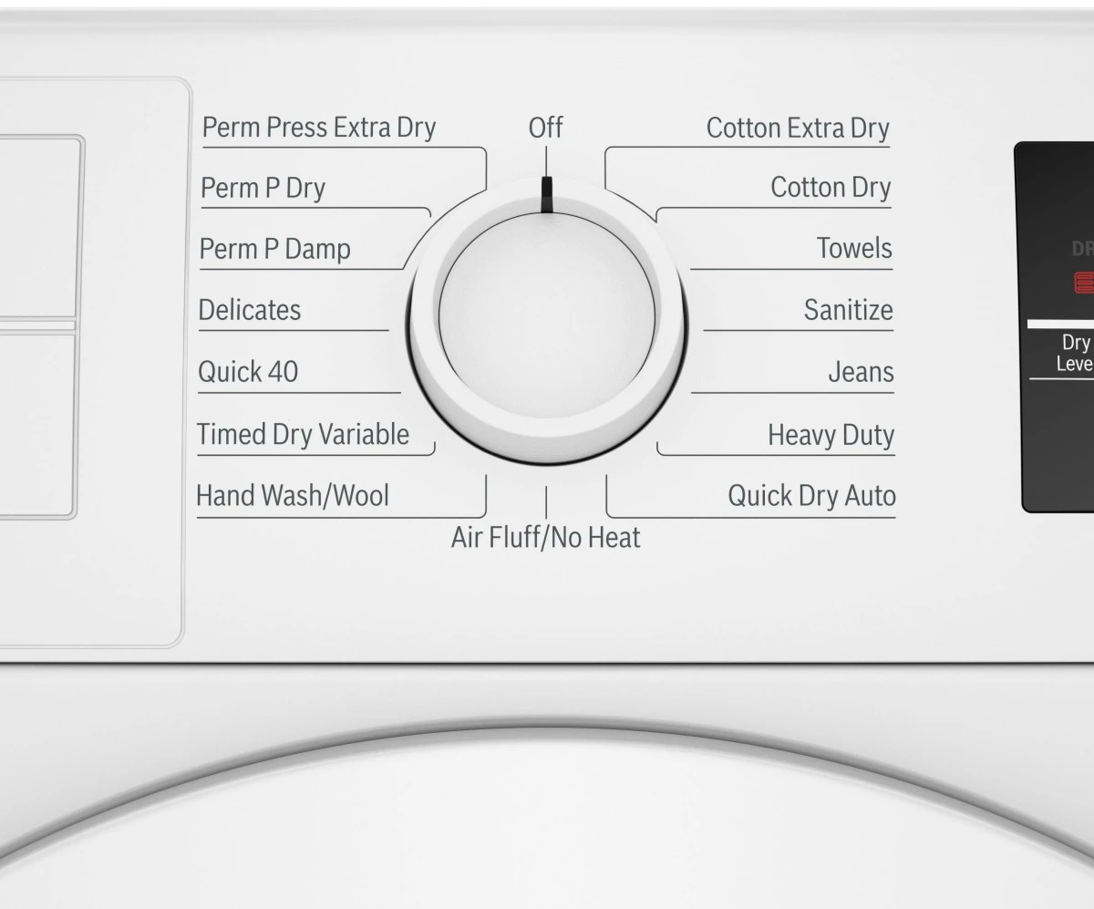 Open Box **Scratch And Dent** Bosch® 300 Series 4.0 Cu. Ft. White Front Load Electric Dryer 9 Open Box **Scratch And Dent** Bosch® 300 Series 4.0 Cu. Ft. White Front Load Electric Dryer - Image 7