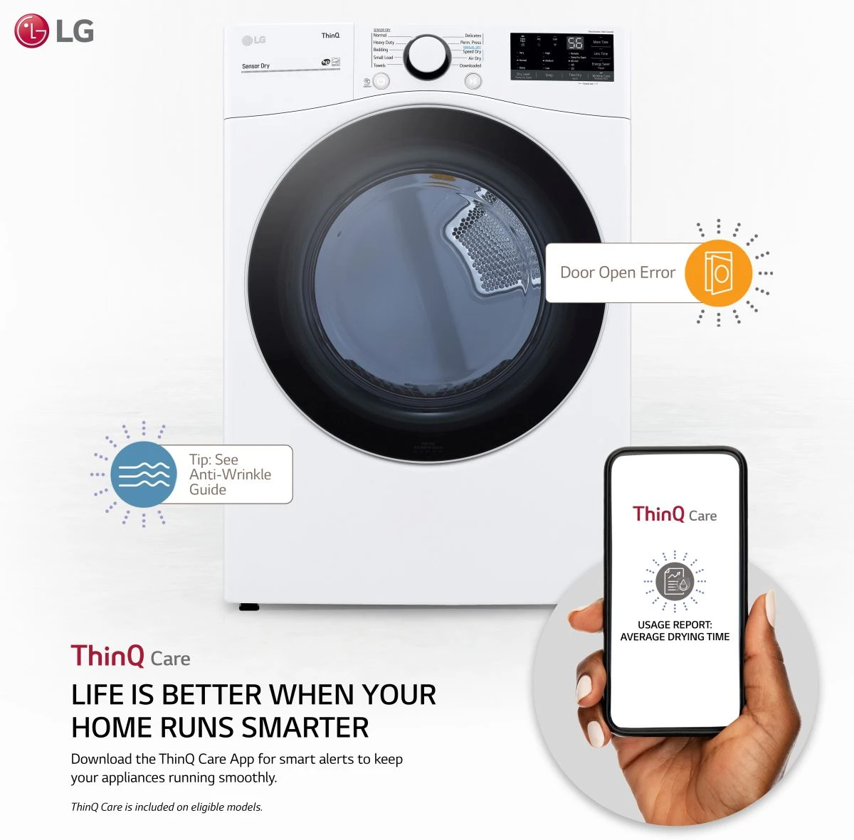 Open Box **Scratch And Dent** LG 7.4 Cu. Ft. White Front Load Electric Dryer 4 Open Box **Scratch And Dent** LG 7.4 Cu. Ft. White Front Load Electric Dryer - Image 2