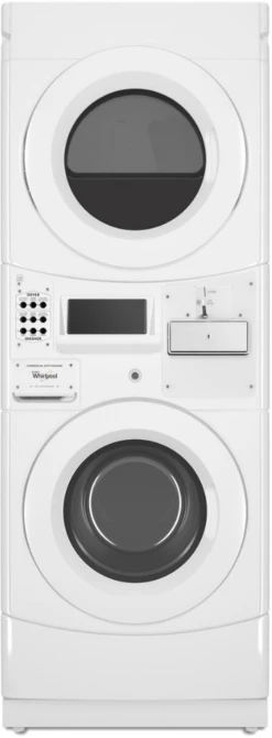 Whirlpool® Commercial 3.1 Cu. Ft. Washer, 6.7 Cu. Ft. Dryer White Stack Laundry