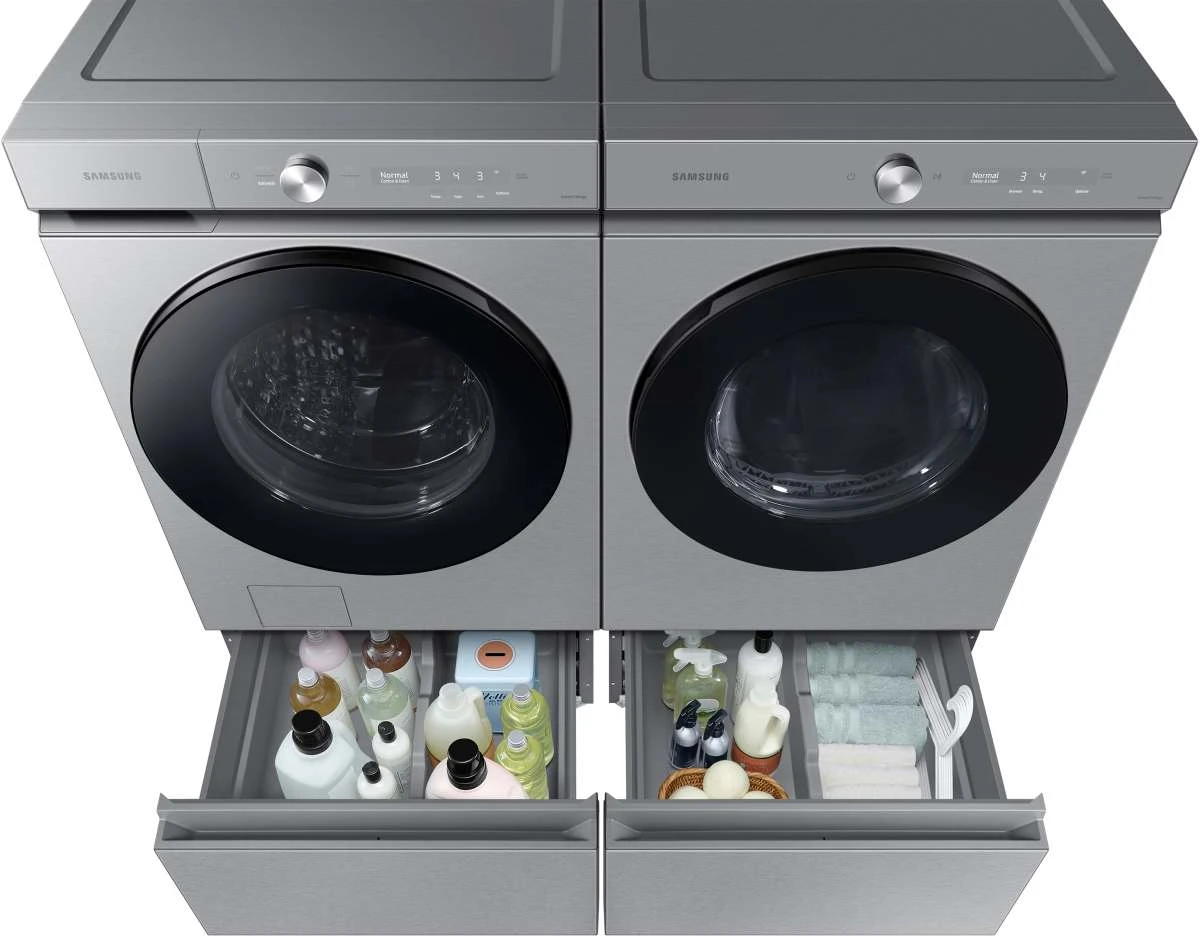 Samsung Bespoke 27" Silver Steel Laundry Pedestal 6 Samsung Bespoke 27" Silver Steel Laundry Pedestal - Image 4