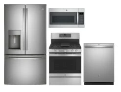 GE Kitchen 4 Piece Package 325 GFE28GYNFS-JGB735SPSS-GDT630PYRFS-JVM7195SKSS