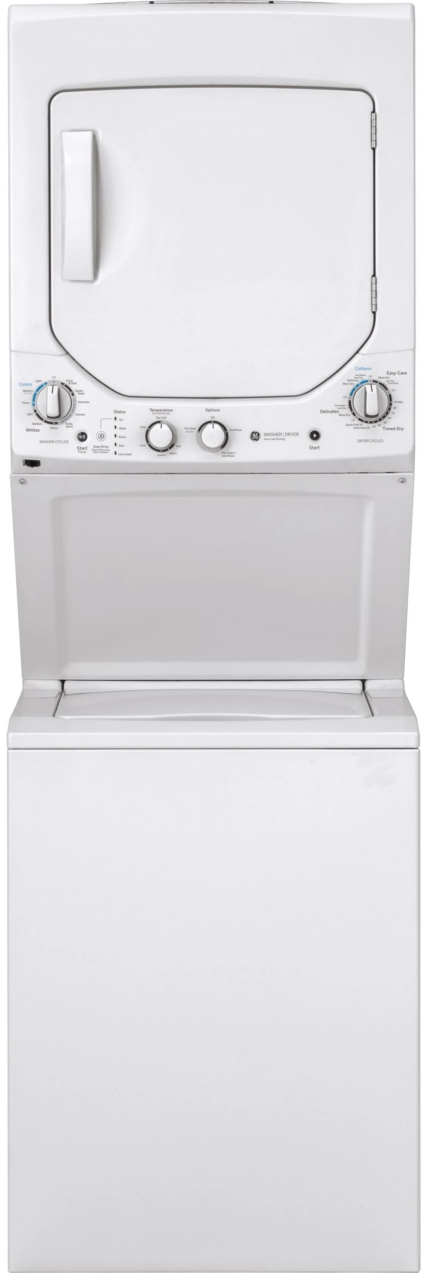 Open Box **Scratch And Dent** GE® Unitized Spacemaker® 2.3 Cu. Ft. Washer, 4.4 Cu. Ft. Dryer White On White Stack Laundry 3 Open Box **Scratch And Dent** GE® Unitized Spacemaker® 2.3 Cu. Ft. Washer, 4.4 Cu. Ft. Dryer White On White Stack Laundry