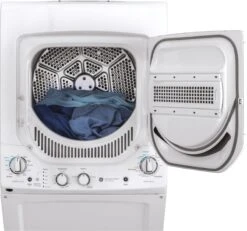 Open Box **Scratch And Dent** GE® Unitized Spacemaker® 2.3 Cu. Ft. Washer, 4.4 Cu. Ft. Dryer White On White Stack Laundry 12 Open Box **Scratch And Dent** GE® Unitized Spacemaker® 2.3 Cu. Ft. Washer, 4.4 Cu. Ft. Dryer White On White Stack Laundry -Samsung LG Store ge gud24gssmww3
