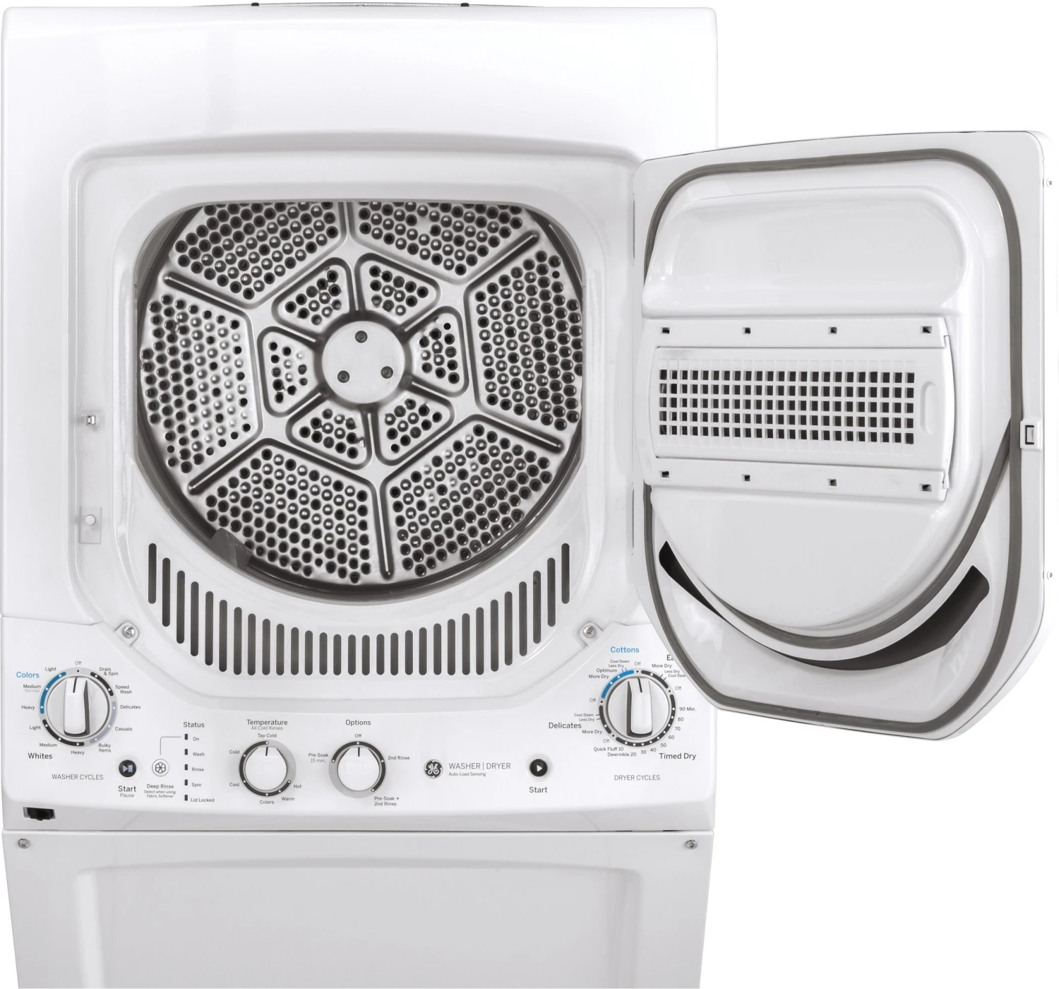 Open Box **Scratch And Dent** GE® Unitized Spacemaker® 2.3 Cu. Ft. Washer, 4.4 Cu. Ft. Dryer White On White Stack Laundry 7 Open Box **Scratch And Dent** GE® Unitized Spacemaker® 2.3 Cu. Ft. Washer, 4.4 Cu. Ft. Dryer White On White Stack Laundry - Image 5