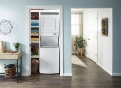 Whirlpool® 1.6 Cu. Ft. Washer, 3.4 Cu. Ft. Dryer White Electric Stacked Laundry -Samsung LG Store wet4024hw5