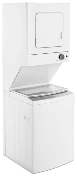 Whirlpool® 1.6 Cu. Ft. Washer, 3.4 Cu. Ft. Dryer White Electric Stacked Laundry -Samsung LG Store wet4024hw6