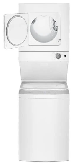 Whirlpool® 1.6 Cu. Ft. Washer, 3.4 Cu. Ft. Dryer White Electric Stacked Laundry -Samsung LG Store wet4024hw8
