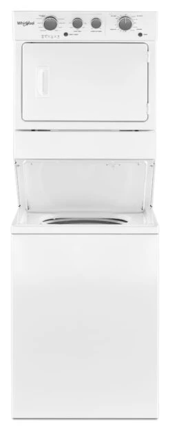 Whirlpool® 3.5 Cu. Ft. Washer, 5.9 Cu. Ft. Dryer White Electric Stacked Laundry -Samsung LG Store wet4027hw3