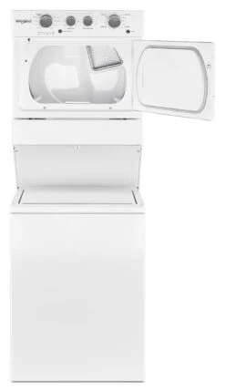 Whirlpool® 3.5 Cu. Ft. Washer, 5.9 Cu. Ft. Dryer White Electric Stacked Laundry -Samsung LG Store wet4027hw4