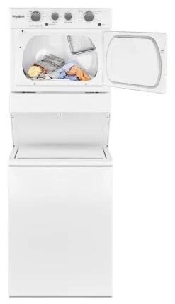 Whirlpool® 3.5 Cu. Ft. Washer, 5.9 Cu. Ft. Dryer White Electric Stacked Laundry -Samsung LG Store wet4027hw5