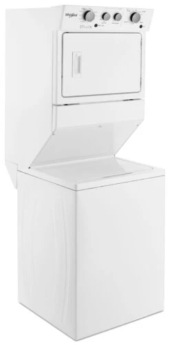 Whirlpool® 3.5 Cu. Ft. Washer, 5.9 Cu. Ft. Dryer White Electric Stacked Laundry -Samsung LG Store wet4027hw6