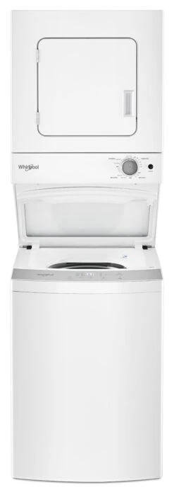 Open Box Whirlpool® Electric Stacked Laundry-White -Samsung LG Store wet4124hw9
