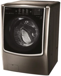 Open Box **Scratch And Dent** LG Signature 5.8 Cu. Ft. Black Stainless Steel Front Load Washer -Samsung LG Store wm9500hka4 1